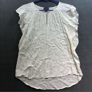 Vince Camuto viscose women polka dot flute sleeve blouse sz Lg